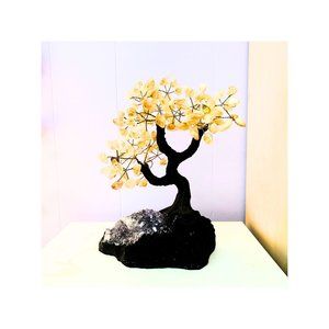 Handmade Citrine Gemstone Tree on an Amethyst Base